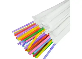 Трубочка гофра кольорова в індивідуальній упаковці, 200 шт/уп