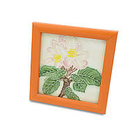 Картина настольная керамика эмаль яблоневый цвет оранжевая рамка 13х13х1,5 см (41804.008)