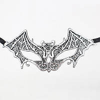 Маска із тканини на обличчя Кажан 24 на 9 см сріблястий