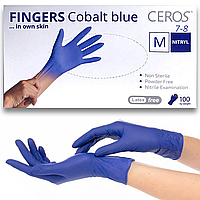 Нитриловые перчатки CEROS Fingers®, M (7-8), синие, 100 шт