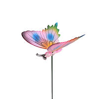 Декор для рослин на металевому стержні метелик рожево-блакитна (42205.003)
