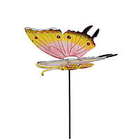 Декор для рослин на металевому стержні метелик рожево-жовта (42205.006)