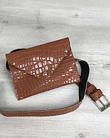 Женская сумка-клатч на пояс Welassie Крокодил Рыжая (65-99105)