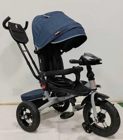 Велосипед триколісний дитячий з батьківською ручкою Best Trike 6088 F 702-44 (надувні колеса, USB, музика, світло, пульт), фото 1