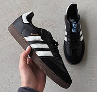 Женские кроссовки Adidas Samba Адидас Самба весна-осень повседневные черные кеды. Живое фото