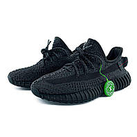 Мужские кроссовки Adidas Yeezy Boost 350 V2 Static Black Адидас Изи Буст 350 Черные текстиль рефлектив лето