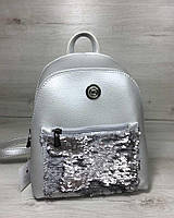 Жіночий рюкзак Welassie Бонні з паєтками Сріблястий (65-44411)