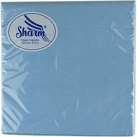 Серветки паперові 33*33 20шт двошарові блакитні Sharm