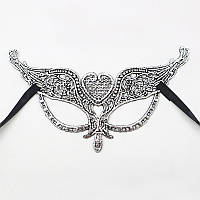 Маска маскарадна на карнавал 21 на 9 см сріблястий