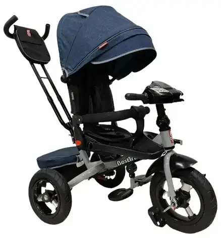 Велосипед триколісний дитячий з батьківською ручкою Best Trike 6088 F 702-44 (надувні колеса, USB, музика, світло, пульт), фото 3