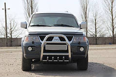 Кенгурятник QT007 нерж для Mitsubishi Pajero Sport 1996-2007