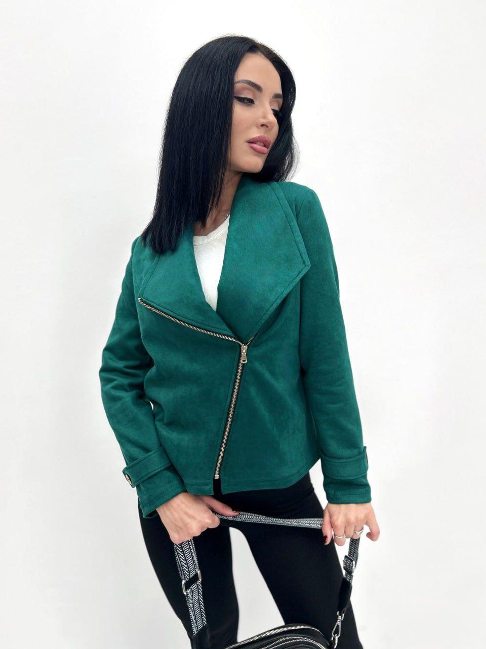 Жіноча замшева куртка-жакет, фото 1