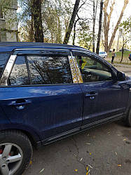 Молдинг дверних стійок 6 шт  нерж. для Hyundai Santa Fe 2 2006-2012рр