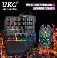 Игровая клавиатура с мышкой UKC 7768, проводная с RGB подсветкой, KEYBOARD + MOUSE 7768