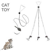 Игрушка-дразнилка мышка для котов/Подвесная игрушка-тизер мышь для кошек/Игрушка мышка для развлечения котятам