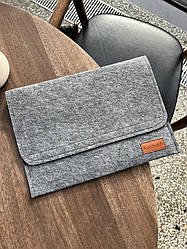 Універсальний чохол з фетру для планшета / ноутбука Kozhukh 9" - 13" Big Gray Long (350*250 mm) на липучці