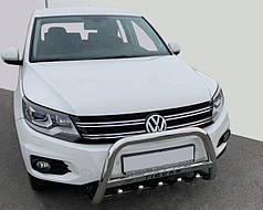 Кенгурятник WT003 нерж 60 мм  з написом для Volkswagen Tiguan 2007-2016 рр