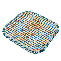 Подставка под горячее бамбуковая соломка квадратная 17х17 см бежево-синяя (42802.005)