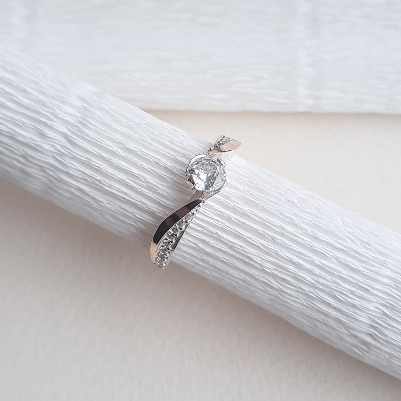 Срібна каблучка з золотими вставками Ліана, фото 1