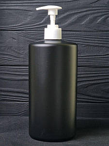 Пластиковий (HDPE) чорний флакон 1000 мл стандарту 28/410 із білим дозатором