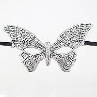 Карнавальна маска жіноча Метелик 23 на 11 см сріблястий