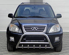 Кенгурятник WT003 нерж. d60 з написом для Chery Tiggo I 2005-2014рр