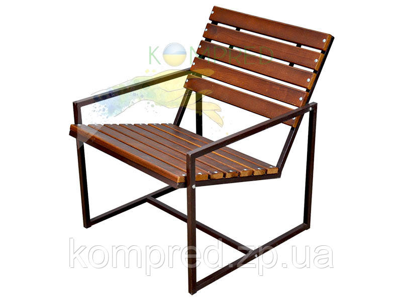 Крісло садове Лофт каркас чорний/темний дуб 600*700*740 Kompred OL723, фото 1