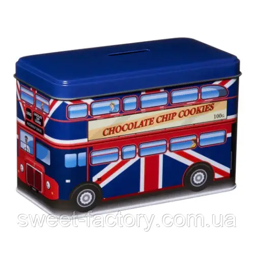 Печиво Chocolate Chip Cookies London Bus Money Box Tin 100g мб, фото 1