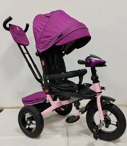 Велосипед триколісний дитячий з батьківською ручкою Best Trike 6088 F 790-11 (надувні колеса, USB, музика, світло, пульт), фото 1