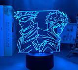 Акриловий 3D світильник - нічник Аніме Магічна битва Годжо Сатору та Ітадорі Юджі 16 кольорів + пульт, фото 3