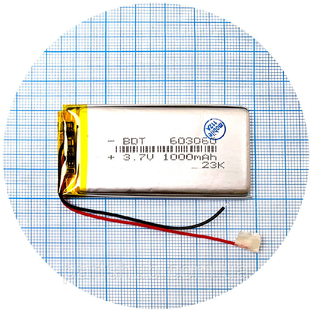 Батарея (акумулятор) універсальний 603060 62 х 30 х 6 мм мм 1000 mAh 3.7V