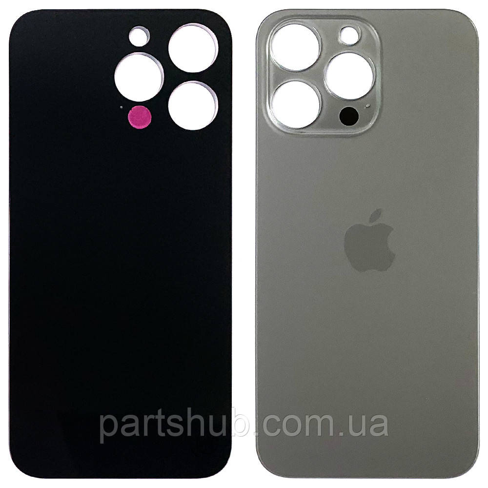 Задня кришка Apple iPhone 15 Pro Max (сіра Natural Titanium з великим отвором), фото 1