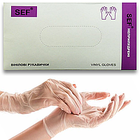 Вінілові рукавички SEF, M (7-8), прозорі, 100 шт