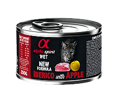 Повнораціонний вологий корм Alpha Spirit Iberian Pork with Apple зі свининою та яблуками для дорослих котів 200 г (as311254)