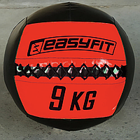 Медицинский мяч EasyFit Wall Ball 9кг черный красный, медбол для тренировок, волболл для спорта для кроссфита