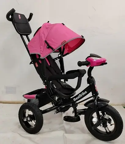 Велосипед триколісний дитячий з батьківською ручкою Best Trike 3390 / 36-769 (надувні колеса, USB, музика, світло, пульт), фото 1