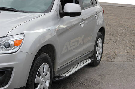 Бокові пороги Allmond Grey 2 шт.  алюм. для Mitsubishi ASX 2010-2023 рр, фото 2