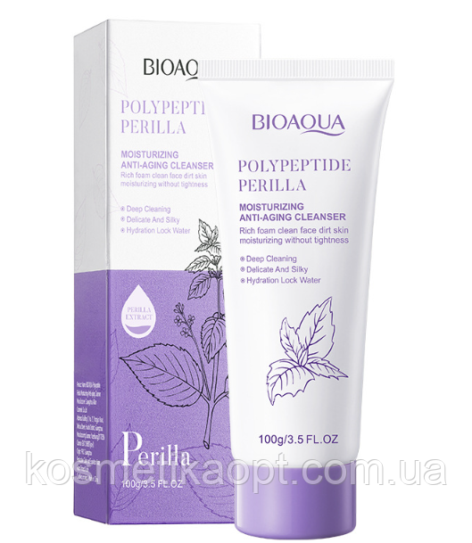 Пінка для вмивання з екстрактом перилли Bioaqua Polypeptide Perrila Anti-Aging Cleanser, 100 мл