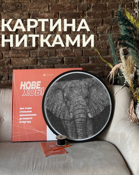 Набір для створення картини «Слон» ниткою StringArt Комплектація 1