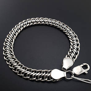 Срібний браслет чоловічий широкий Брідж. Браслет на руку срібло 925. Ширина 9 мм. Довжина 19 см