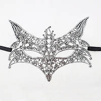 Маскарадна маска Лис 23 на 15 см сріблястий