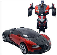 Машинка Трансформер Bugatti Robot Car Size 18 Красная! лучшее качество