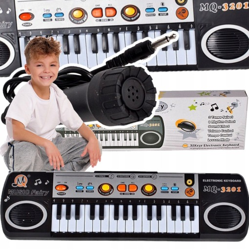Дитячий Синтезатор MQ 3201  з мікрофоном 24 мелодії, регулювання гучності