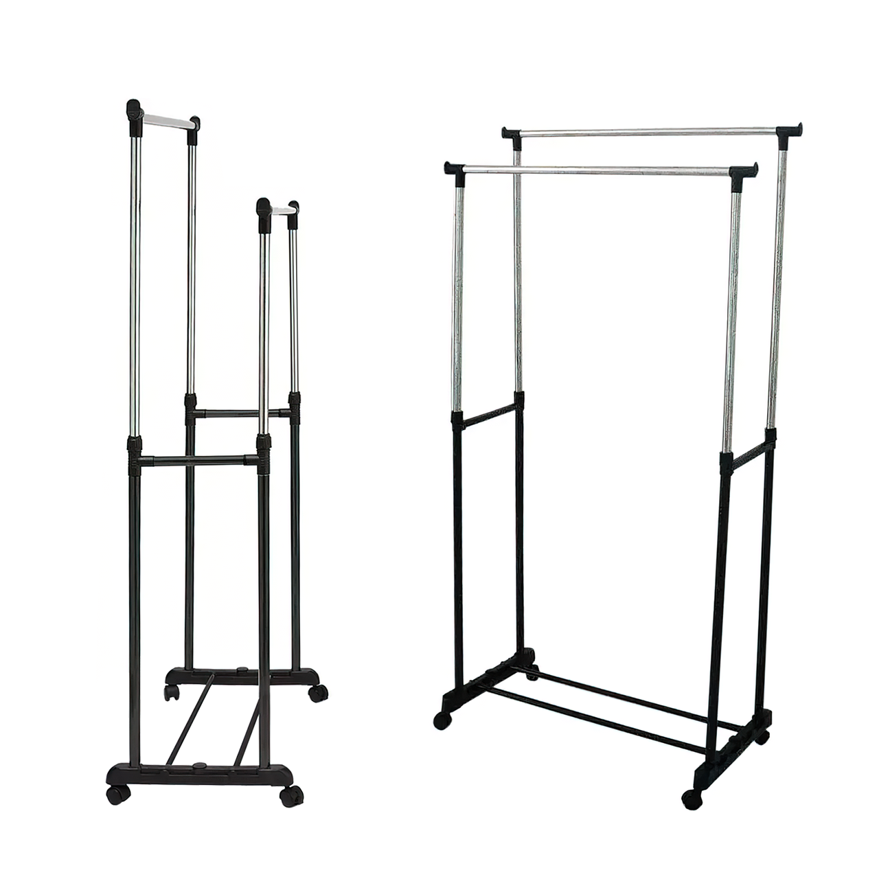 Стойка-вешалка для одежды и обуви Double Pole Clothes Horse с регулировкой высоты, с алюминия, на 2 стойки - фото 5 - id-p2105799884