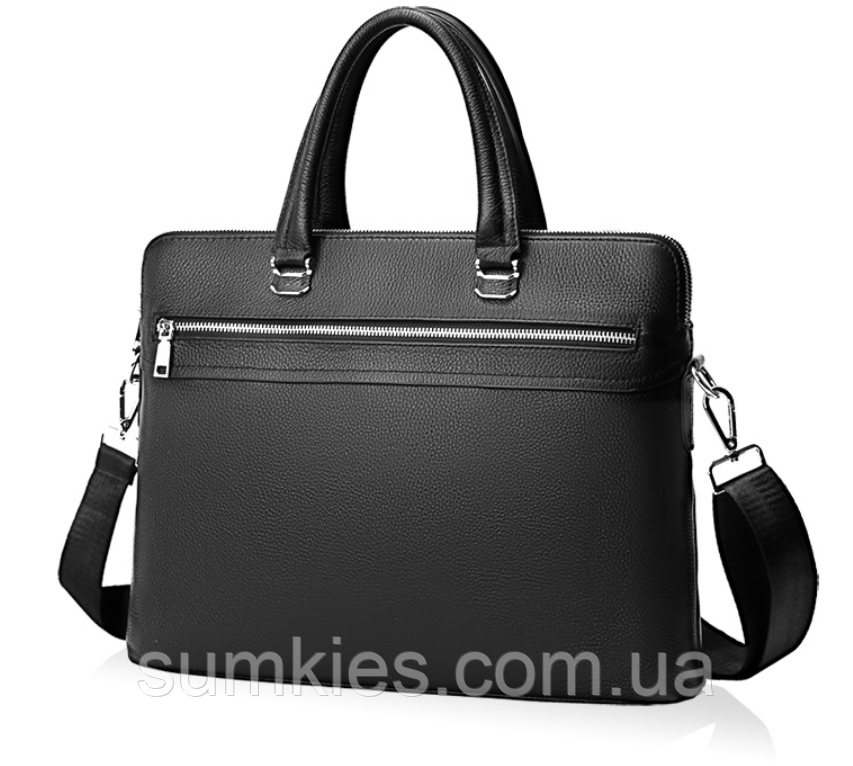 Шкіряний діловий портфель сумка для документів А4, шкіряна сумка офісна чорна