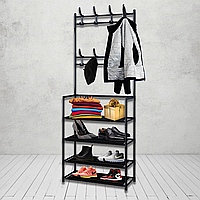 Вешалка для одежды напольная черная 4098 NEW SIMPLE FLOOR CLOTHES RACK SIZE 60x29. 5x151см