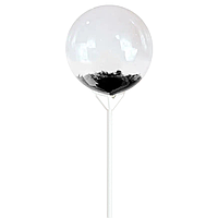 Воздушный шар БАБЛС прозрачный с черными перьями