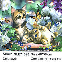 Картина для раскраски по номерам Алмазная GLE71026 (40 * 50 в коробке, котята)