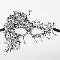 Маскарадна маска Павич 20 на 14 см сріблястий