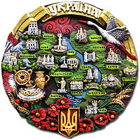 Плакетка Карта України (бордо) полікерамічна 12 см GP-UK-PT-005-1